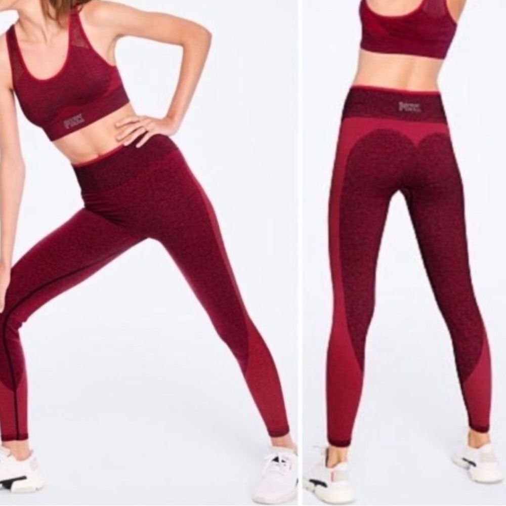 Victoria's Secret PINK seemless red sweetheart workout leggings size medium